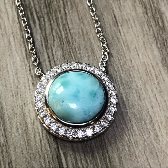 Larimar CZ Sterling Silver Necklace - Picture 4 of 9